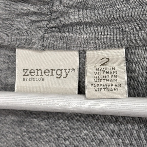 Zenergy by Chico’s Gray Knotted Sweatshirt Deep Cowl Neck size 2 or US 12 Womens - Picture 5 of 11
